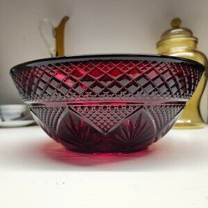 Ruby Red 10" Salad Bowl Cristal D'Arques Durand Luminarc Serving Punch